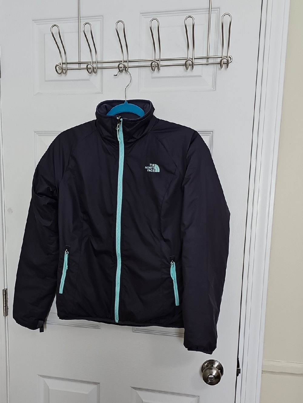 The North Face Black Jacket with Aqua Trim
